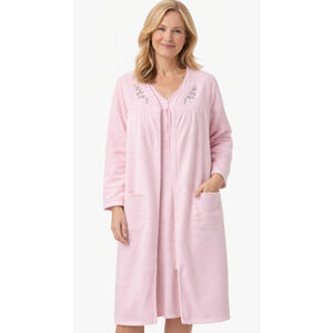 Secret Treasures Womens Sleep Set L Nightgown + XL Robe Pink Floral Embroidery